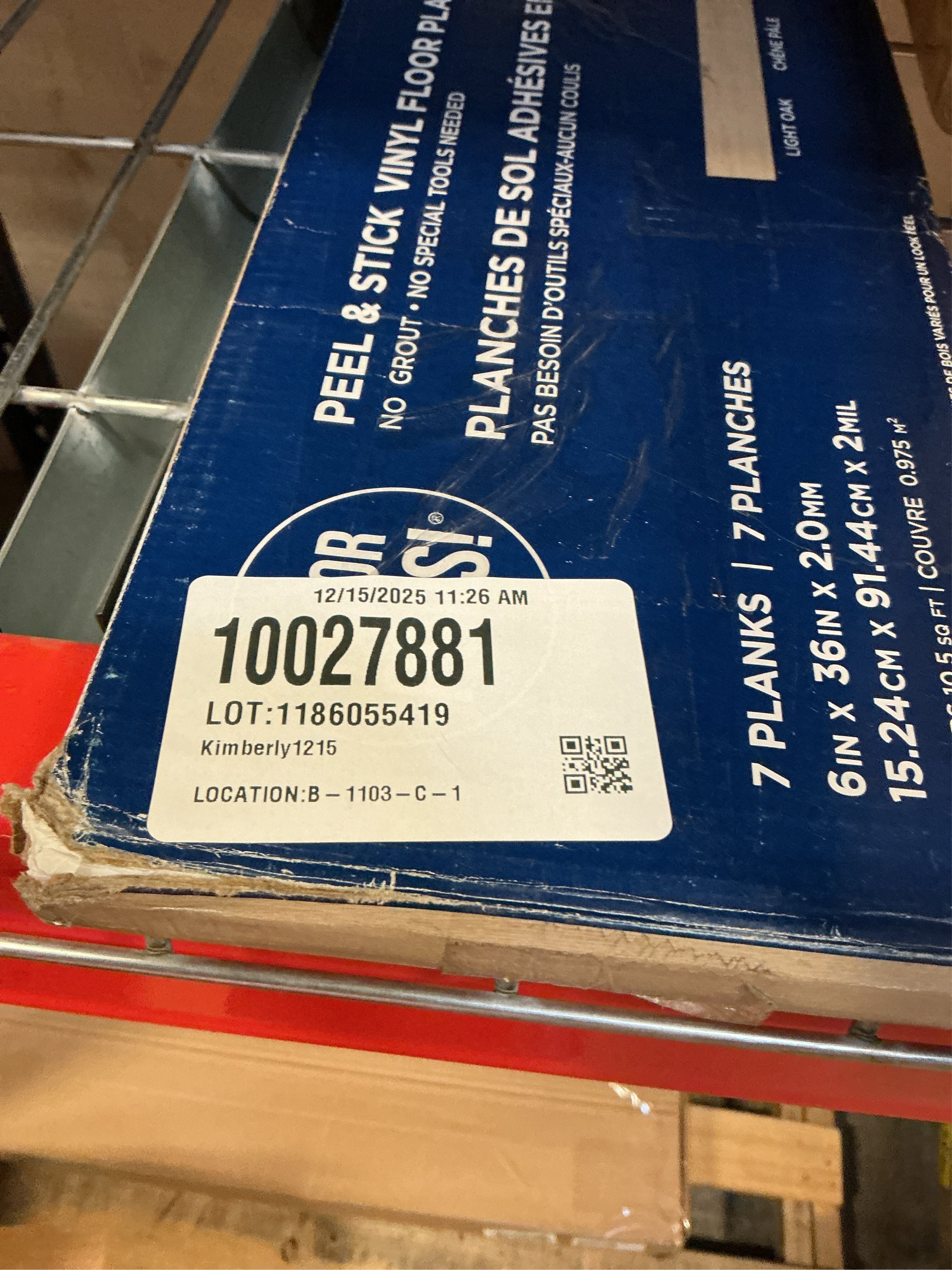 Light Oak 2 MIL x 6 in. W x 36 in. L Water Resistant Peel and Stick Vinyl Tile Flooring (10.5 sq. ft.)