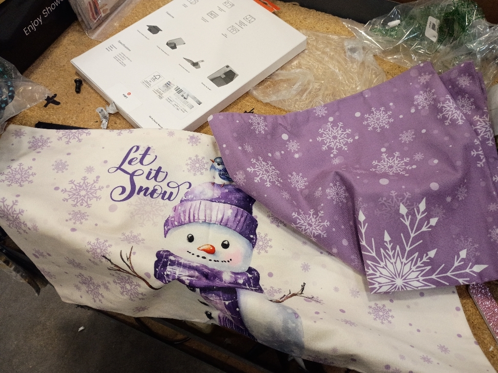 Purple Christmas Snowflake Snowman Pillow Covers 18x18 Set of 2, Winter Home Decor, Purple Hello Winter Snowman Holiday Xmas Decorative Pillow Covers for Home Living Room Bedroom