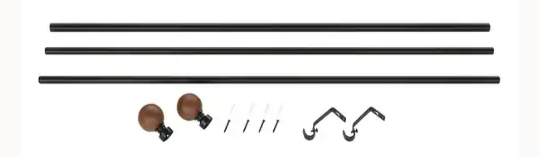 Acroma Adjustable Single Curtain Rod with Globe Ball Finial Black and Brown