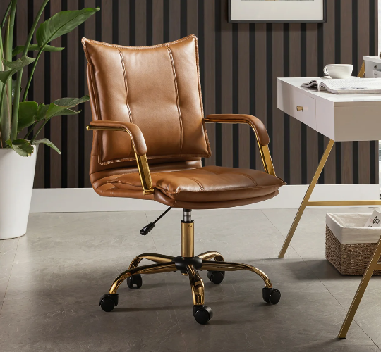 Lundgren Faux Leather Task Chair with Padded Arms