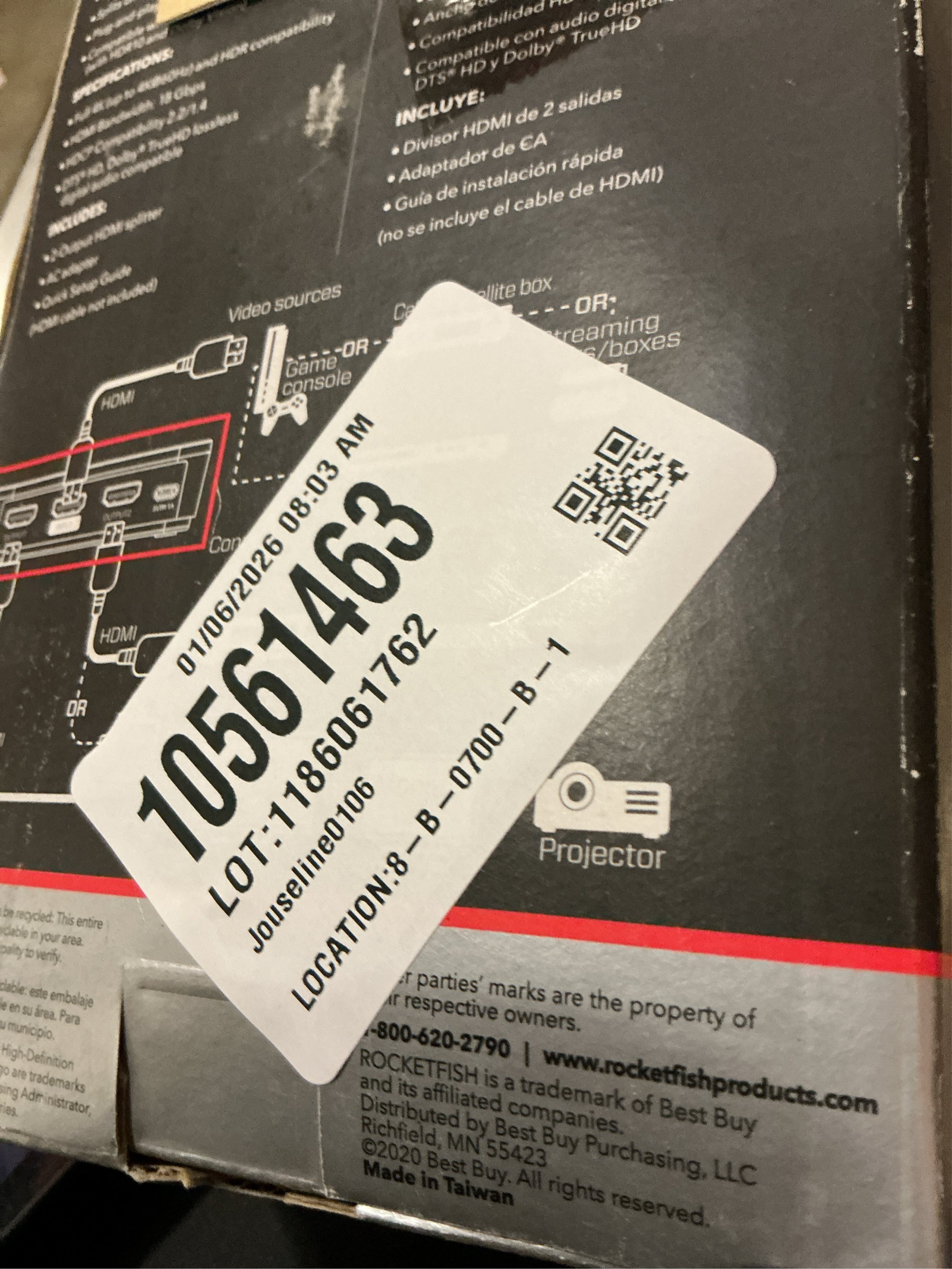 Rocketfish 2-Output HDMI Splitter with 4K at 60Hz and HDR Pass-Through - Dual HDMI Splitter with Easy Setup - HDMI Splitter Output Supports 2 HDMI Displays - Splitter with 4k & HDR Compatibility