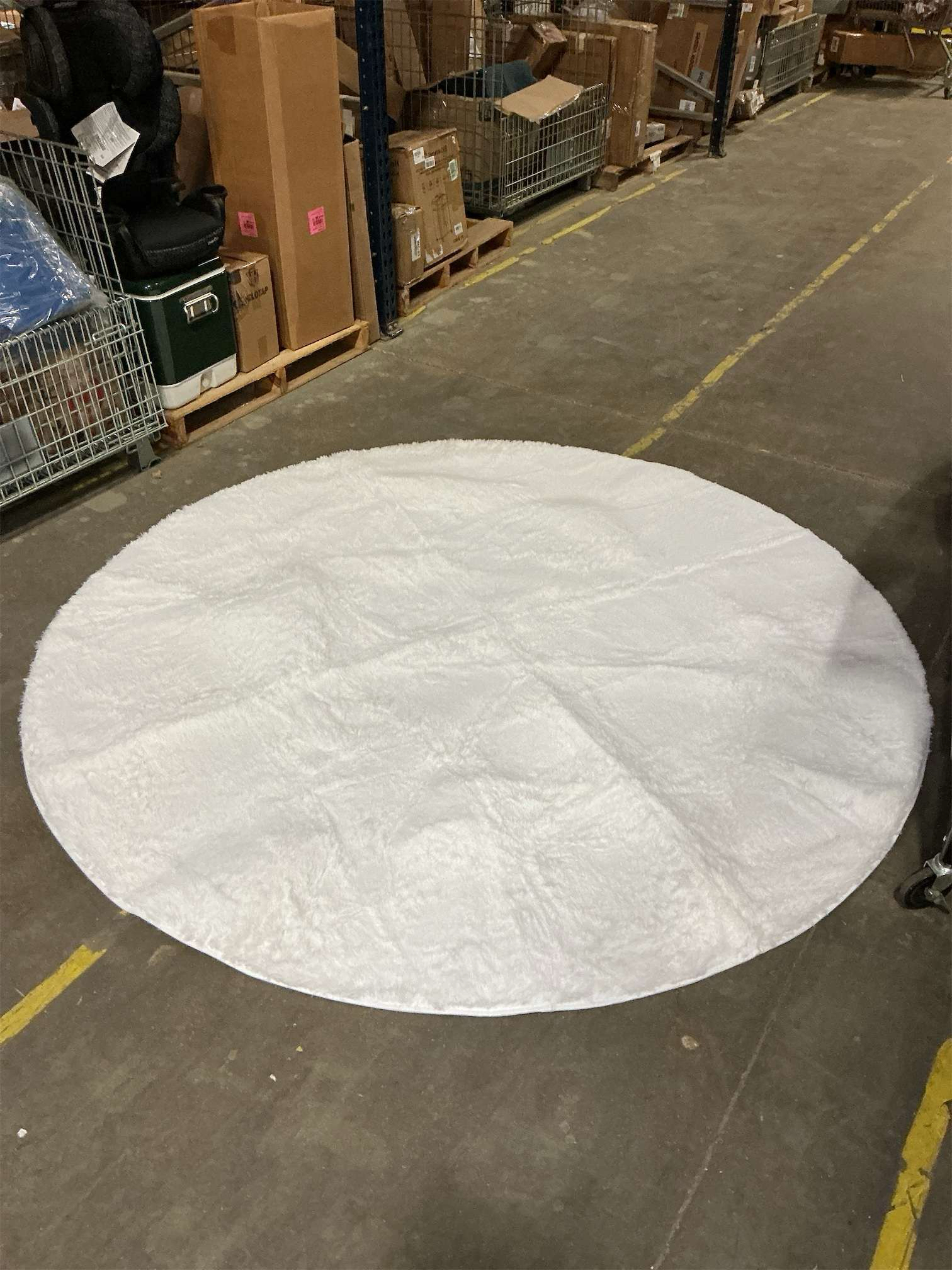 Latepis White Round Rugs Faux Rabbit Fur Rug for Living Room Washable Fluffy Rug for Kids Room Bedroom Furry Shaggy Rugs for Dorm Nursery Room