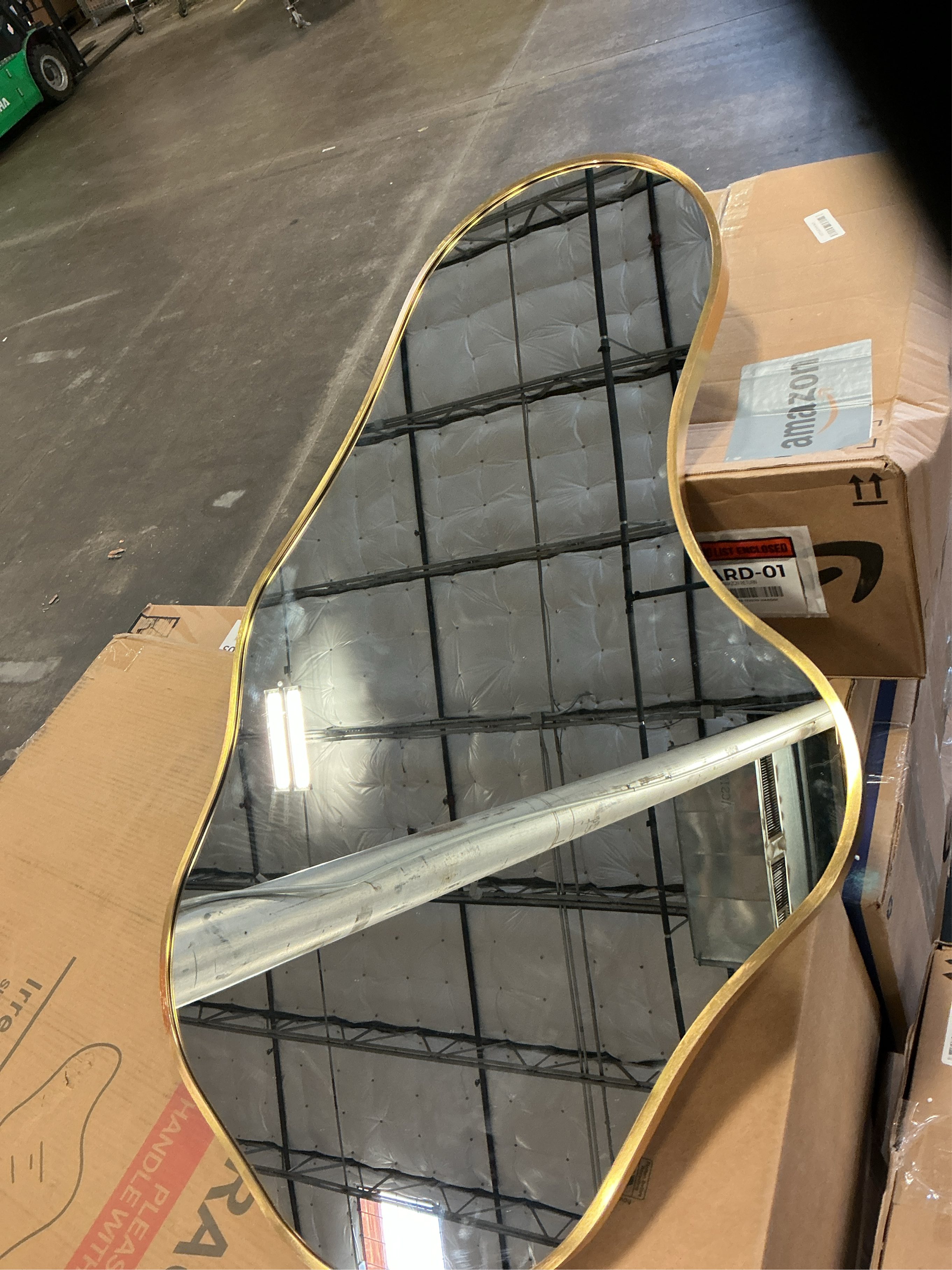 Irregular Wall Mirror - Wall Mirrors Decorative 24x 40 Asymmetrical Abstract Mirror Aviation Aluminum Alloy Frame Unique for Bathroom, Bedroom, Living Room, Cloakroom, Entryway Gold