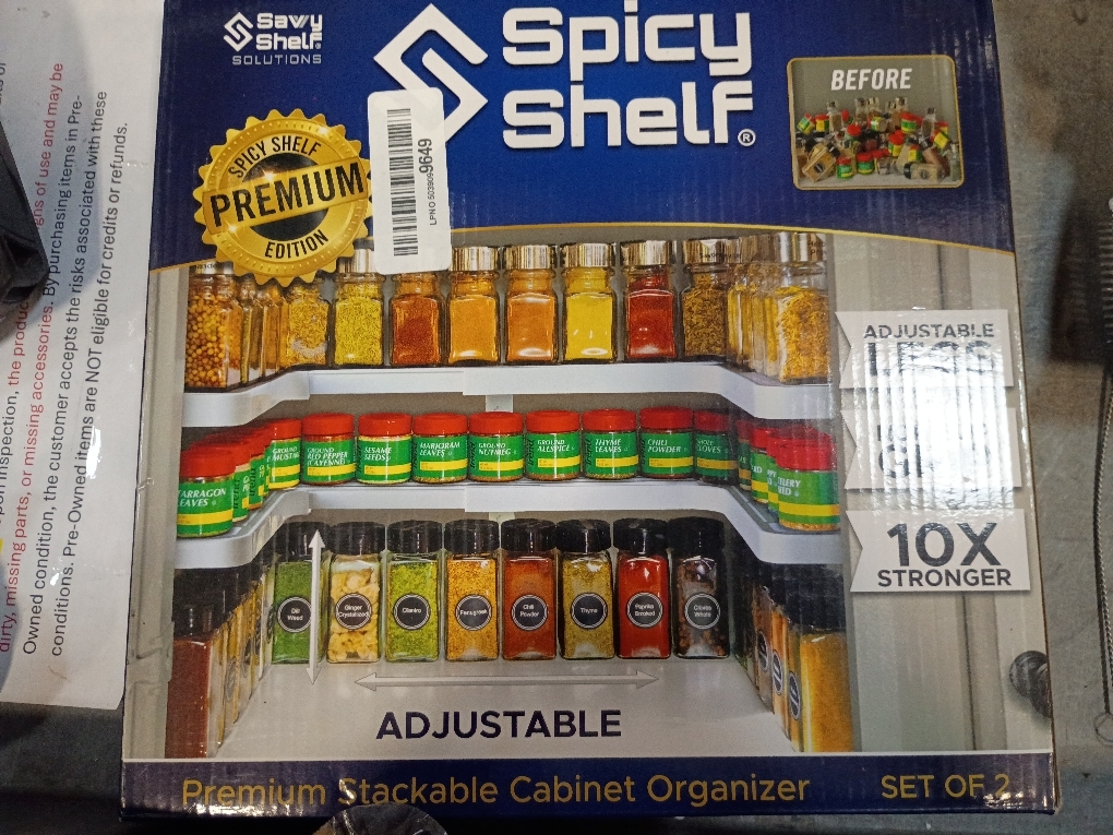 Spicy Shelf 3.0 - Expandable 2 Tiered Spice Rack Organizer for Cabinet & Pantry - Kitchen Seasoning Organizer - Cabinet Spice Racks for Inside Cabinets (Spicy Shelf Premium) - Home Organization