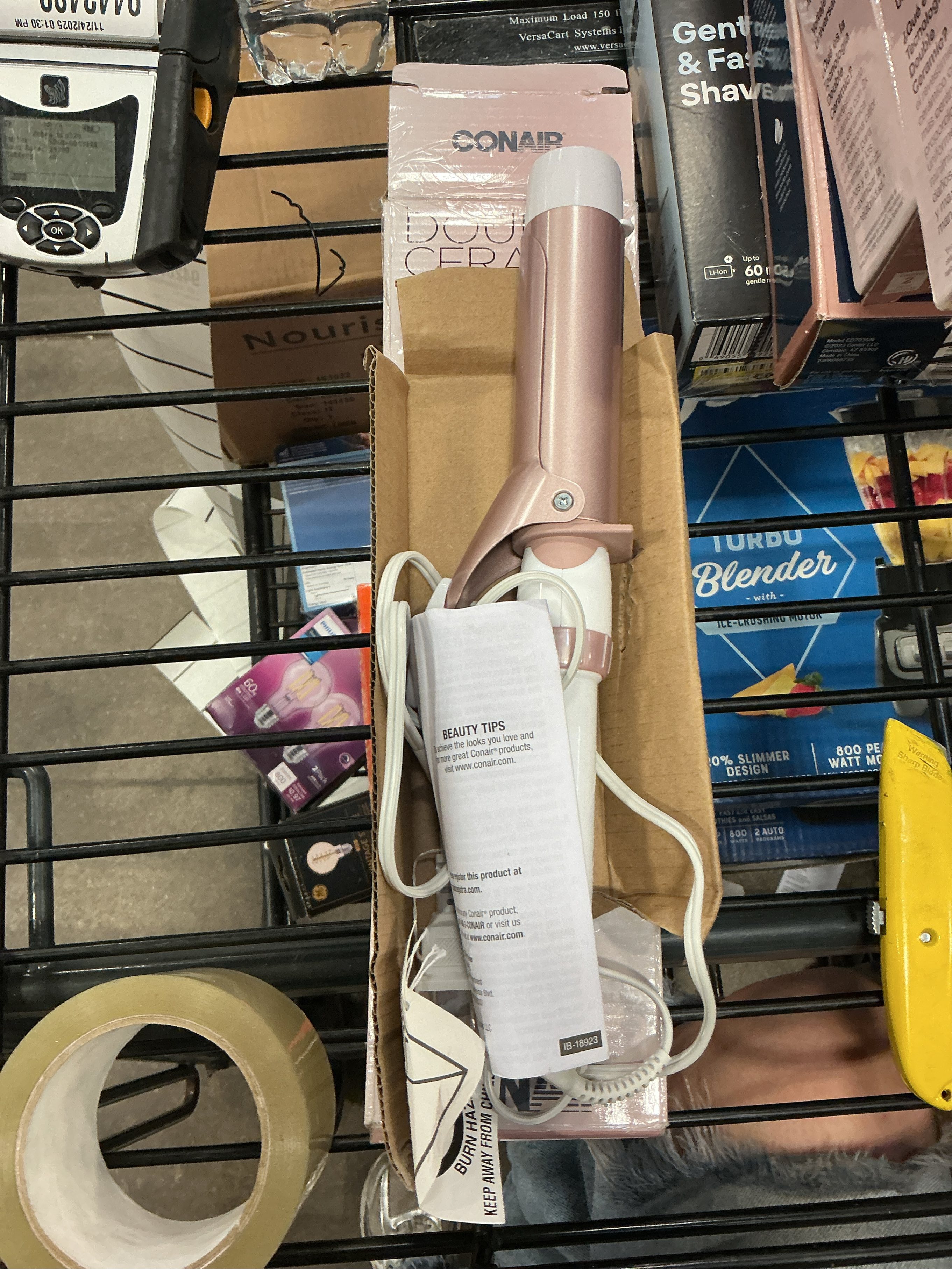 Conair Double Ceramic 1-1/2 Inch Curling Iron, 1.5-Inch Barrel Creates Soft Waves and Curls, Hair Curler for Use on Medium and Long Hair, White