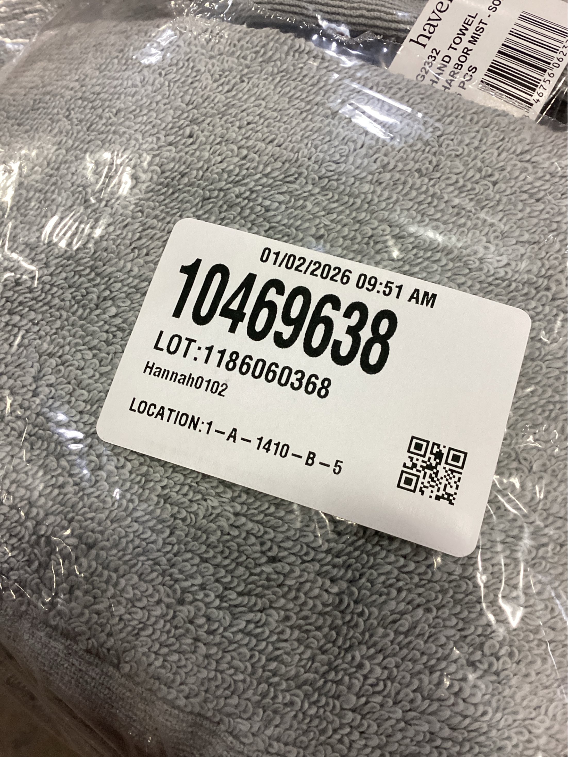 Haven Organic Cotton Terry Hand Towel in Harbor Mist Grey 6 pack