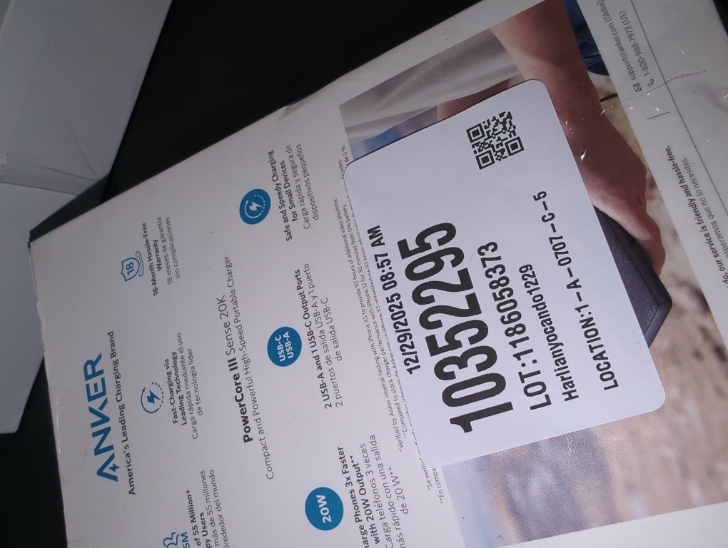 Anker PowerCore III Sense 20K USB-C Portable Battery Charger - Black