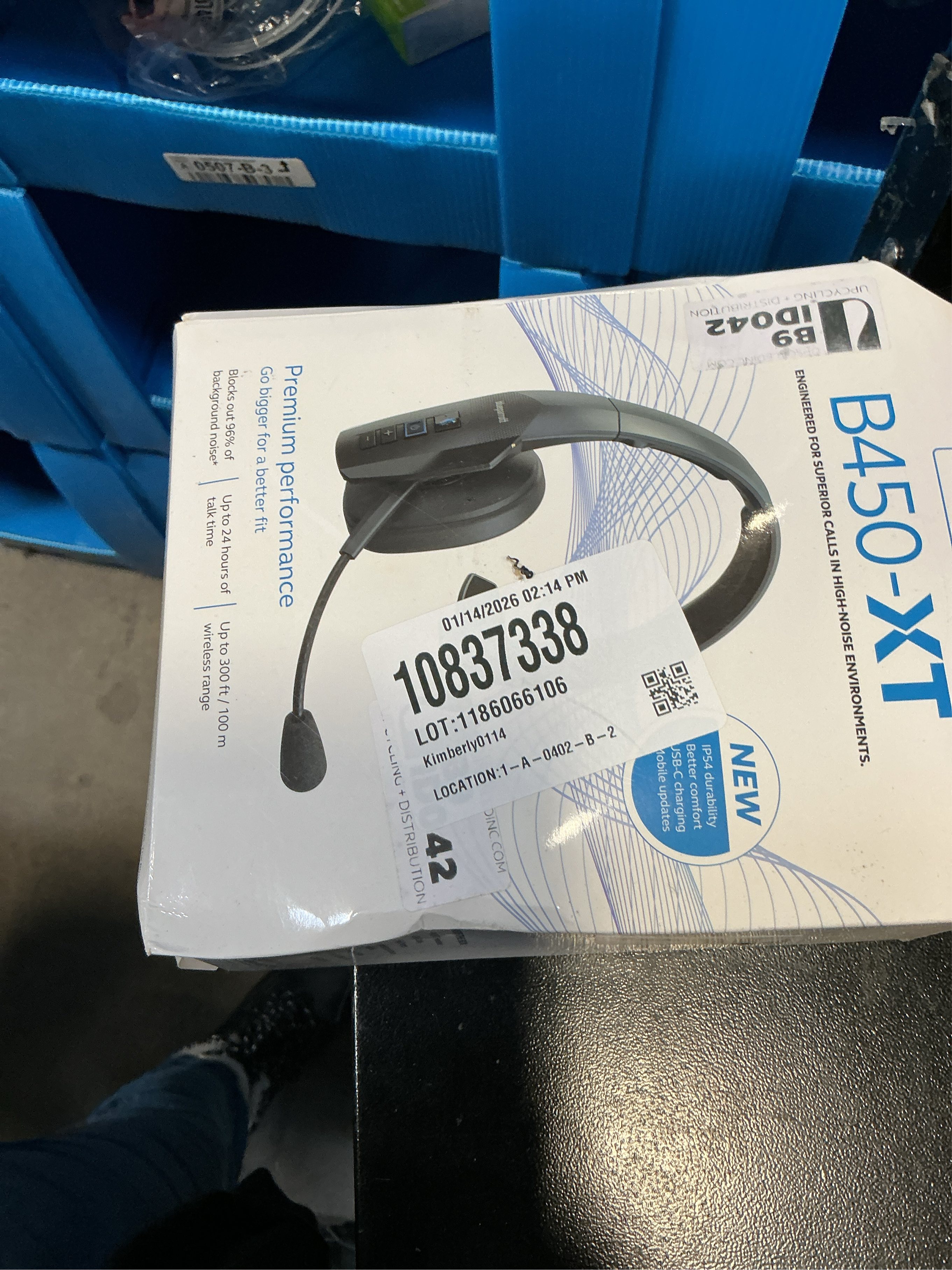 BlueParrott B450-XT Wireless Bluetooth Noise Cancelling Headset, 24hrs battery