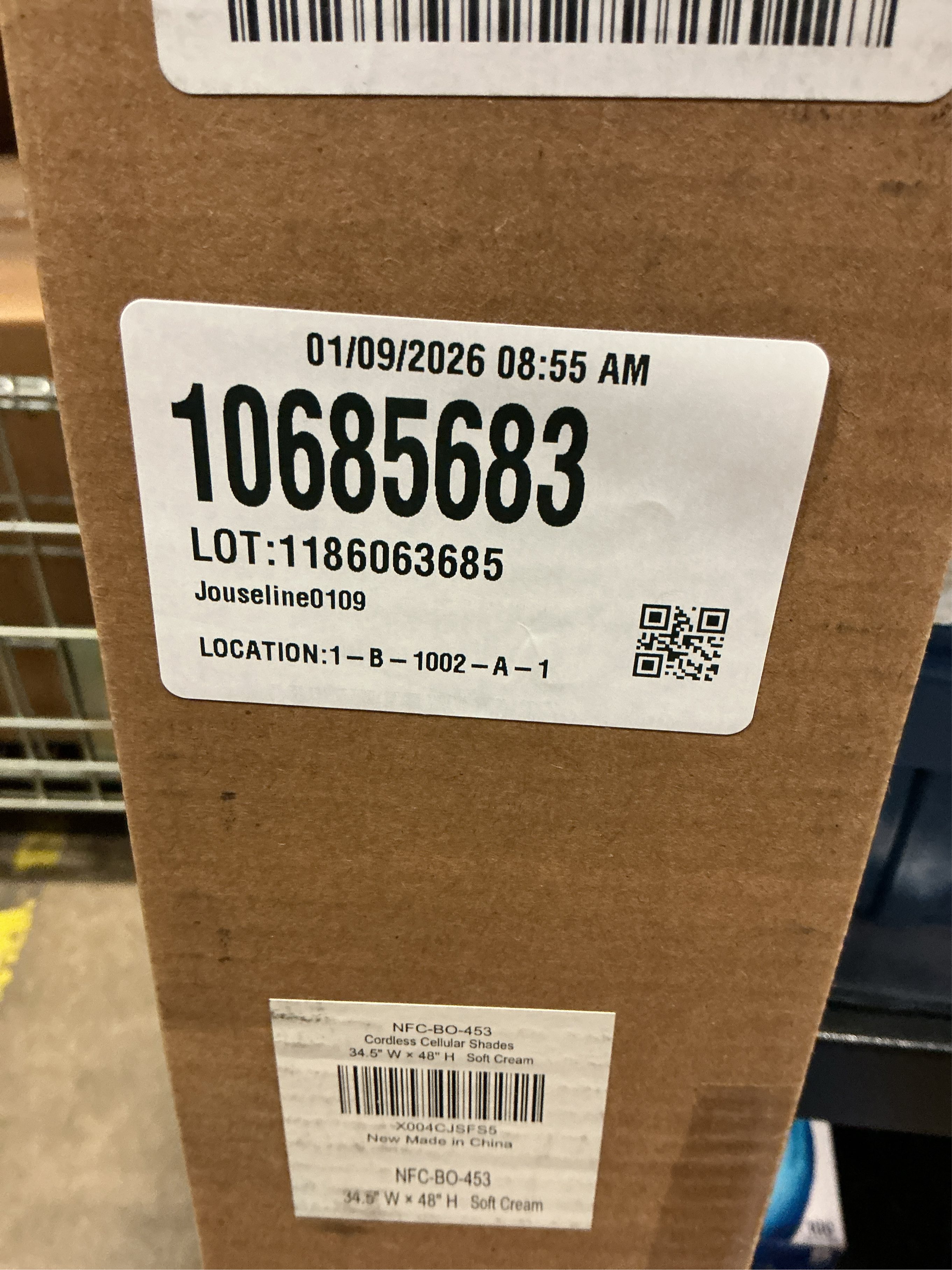 LazBlinds Cordless Cellular Shades, No Tools No Drill Blackout Honeycomb Shades Pleated Blinds for Windows, 34.5'' W x 48'' H, Soft Cream