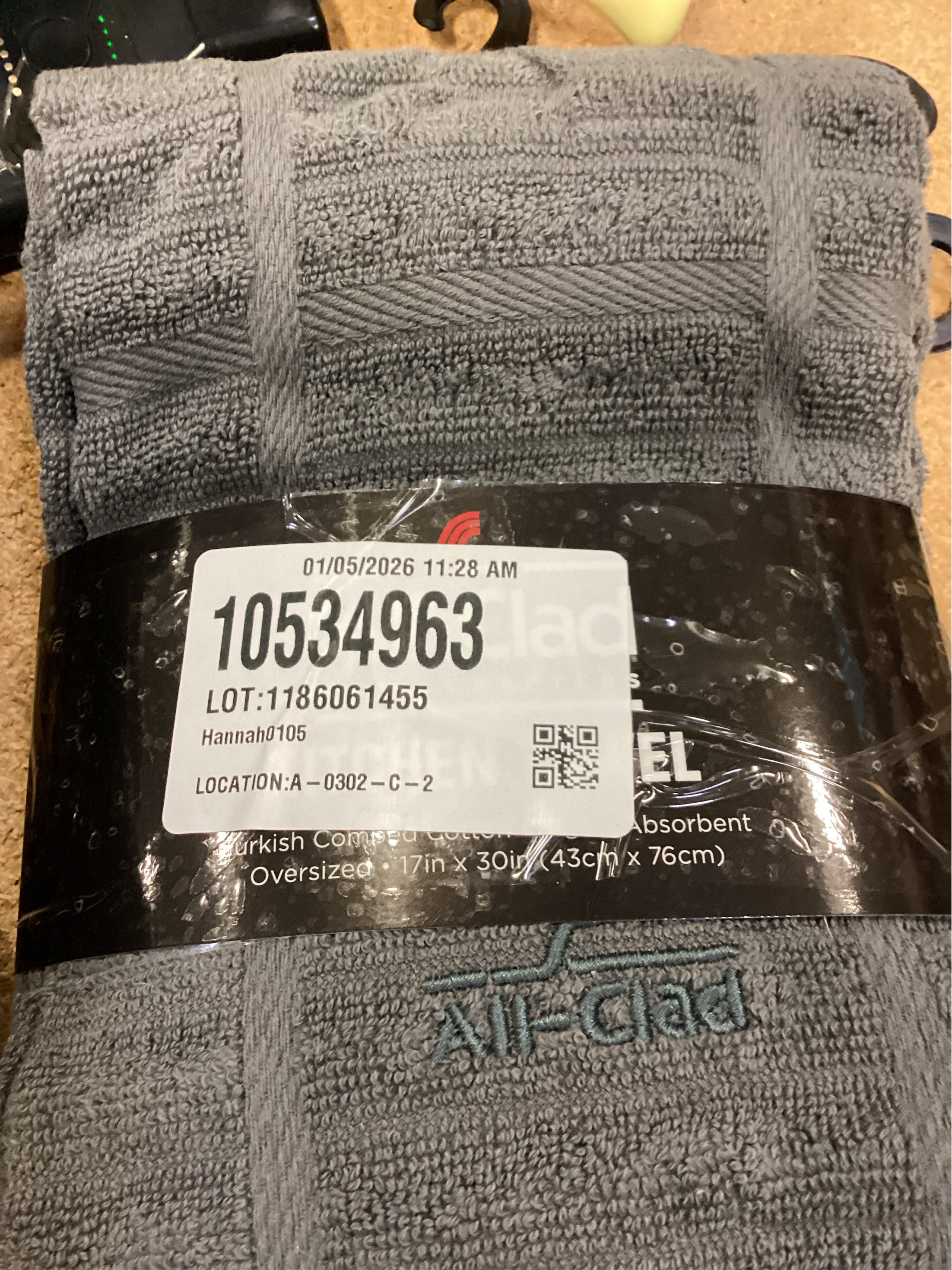 All-Clad Solid Cotton Kitchen Towel, 2 Pack, Pewter
