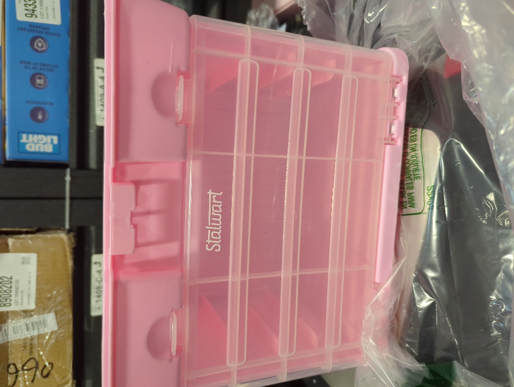 Portable Tool Box - Small Parts Organizer with Drawers and Customizable Compartments for Hardware, Fishing Tackle, Beads, or Crafts by Stalwart (Pink)