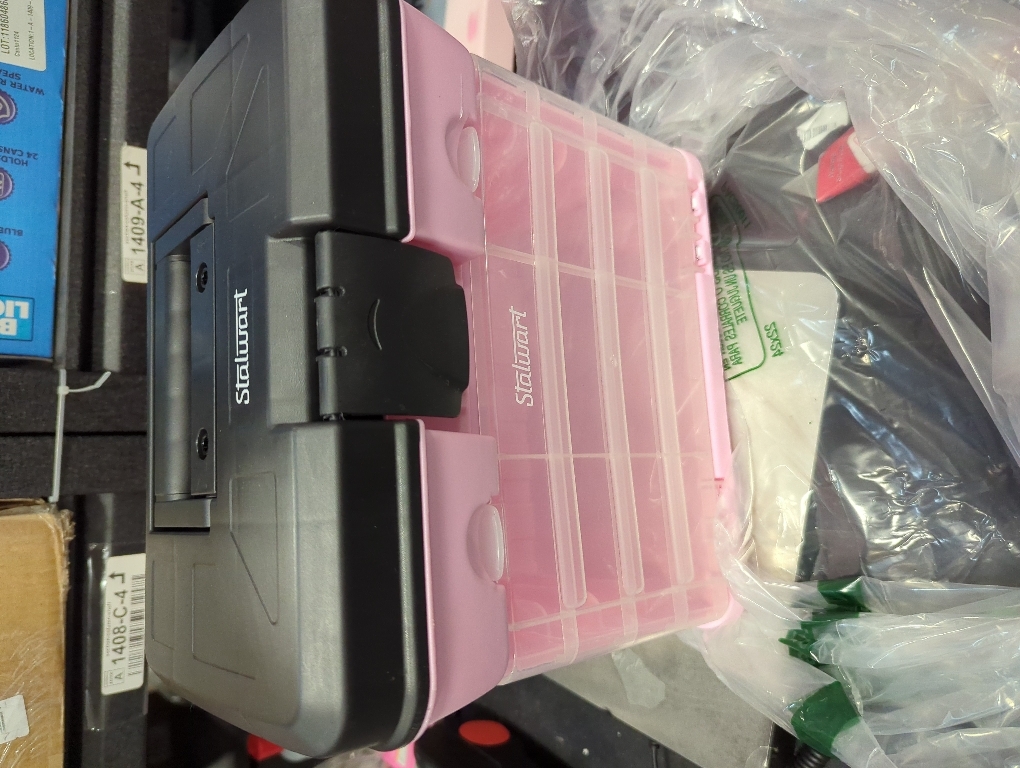 Portable Tool Box - Small Parts Organizer with Drawers and Customizable Compartments for Hardware, Fishing Tackle, Beads, or Crafts by Stalwart (Pink)