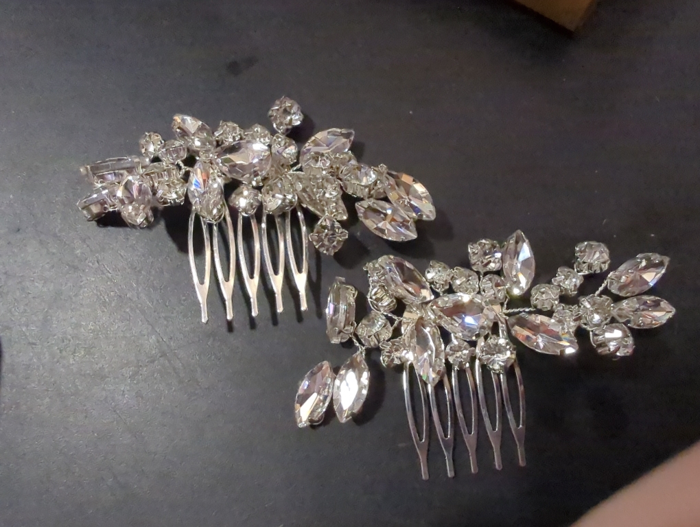 2 Pcs Bridal Wedding Hair Comb Rhinestone Silver Bridal Side Comb Crystal Rhinestone Hair Accessories for Women and Girls