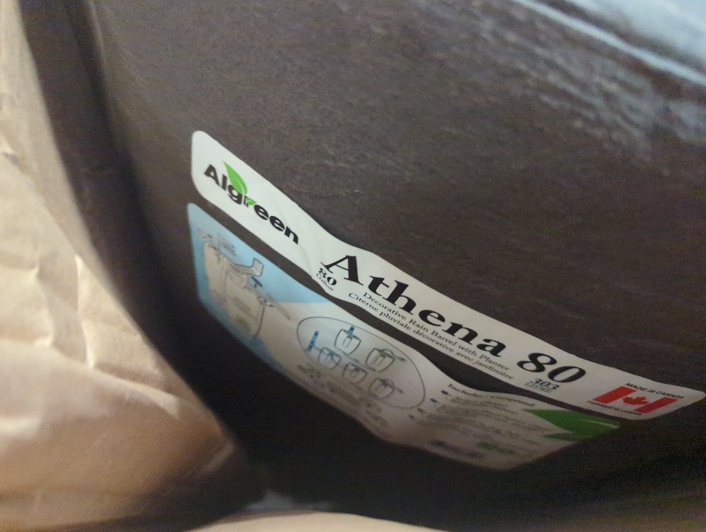 Size 80 gallon Color Black athena plastic rain water vollection drum barrel black 80 gallon