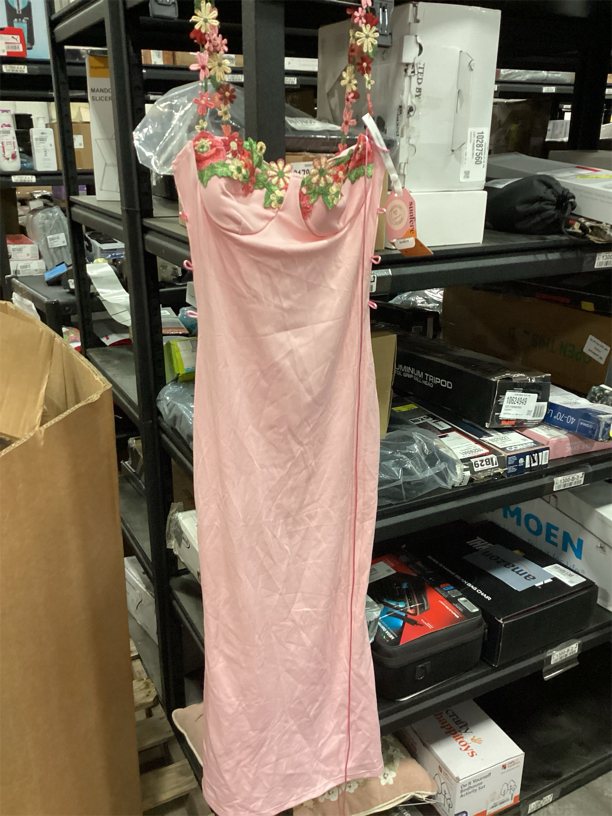 pink dress with flower straps size small