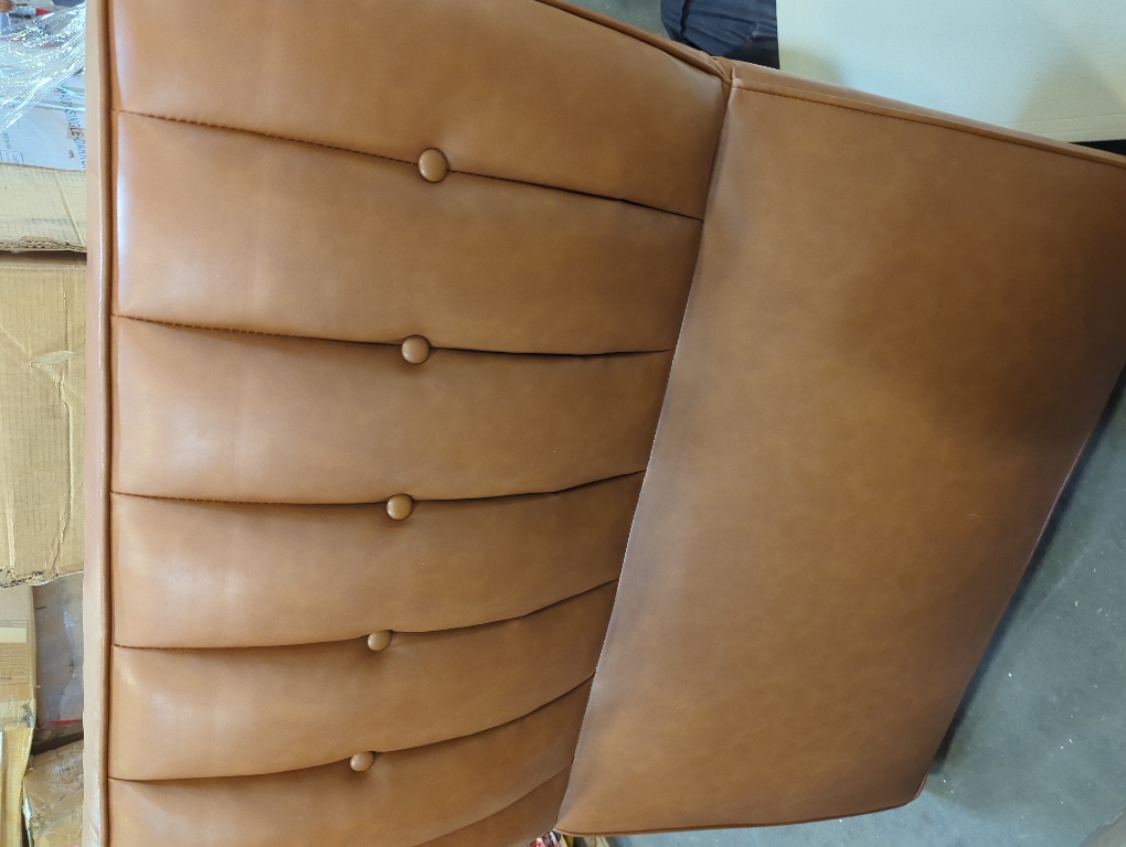 Tufted Futon Faux Leather Brown