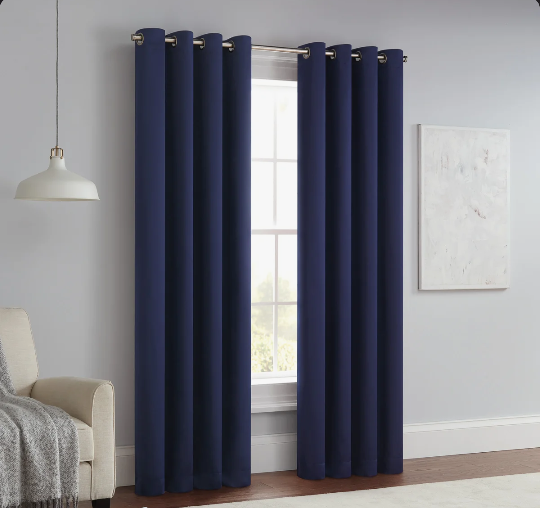 Eclipse Solid Thermapanel Grommet Energy Saving Room Darkening Curtain Panel Navy 54 x 54