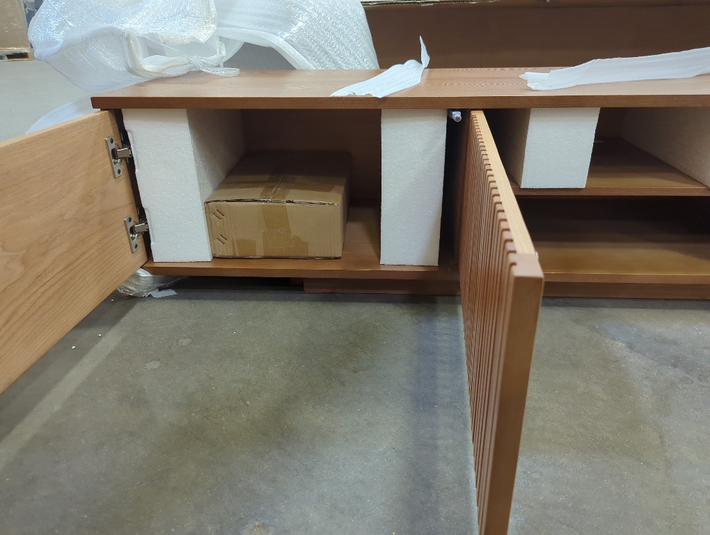 Wooden 4 Door Entertainment Center With Push In Doors