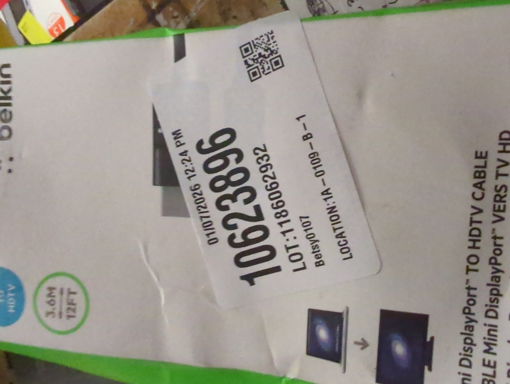 Belkin Mini Displayport To HDMI Cable 12ft - Compatible With 4k Monitors - HDMI to Displayport Cable - DP To HDMI Cable - Connect TV & Monitors to MacBook Pro, Surface Pro & More (Black/White)