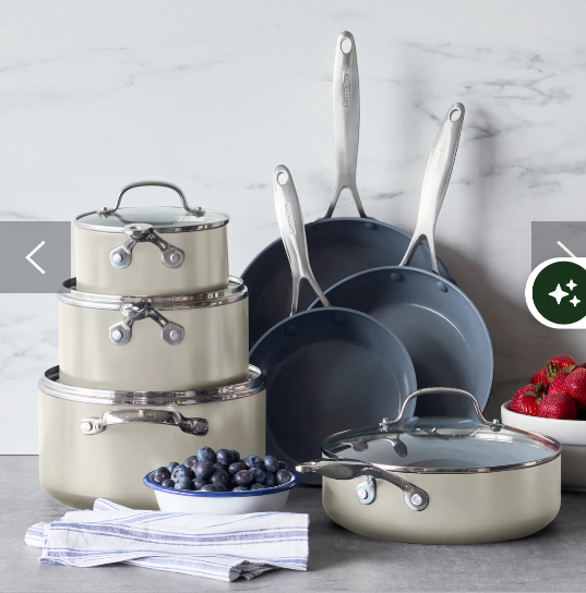 Valencia Pro Ceramic Nonstick 11-Piece Cookware Set | Cream