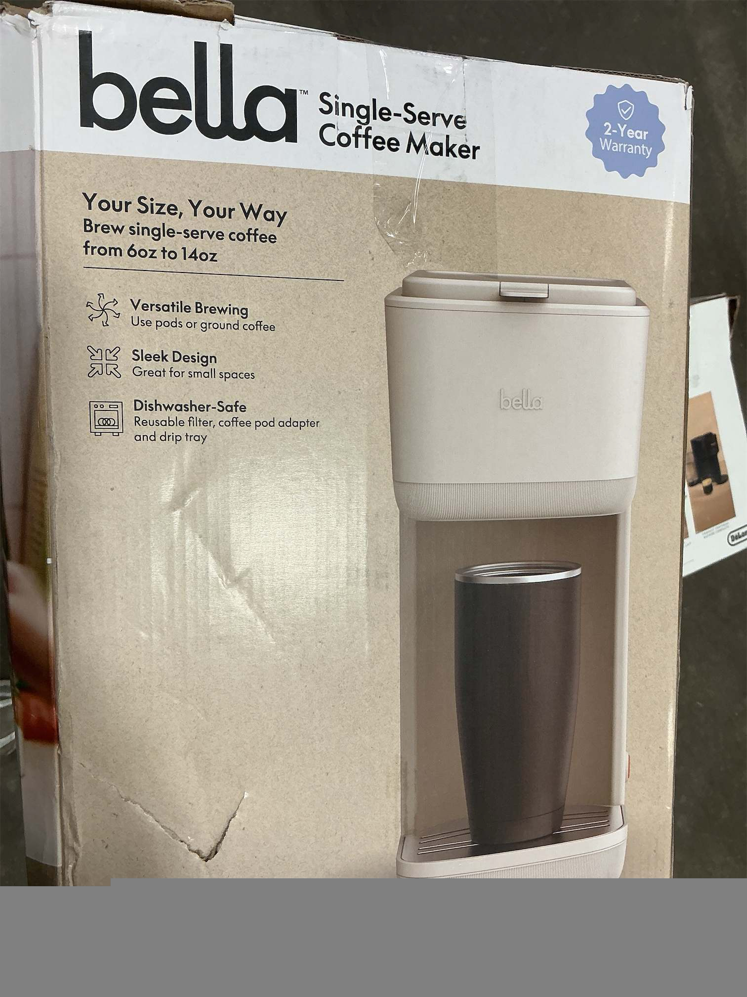 BELLA Single Serve Coffee Maker, K Cup & Coffee Ground Compatible with Removable, Adjustable Drip Tray, Auto Shutoff & Reusable Dishwasher Safe Accessories, Brews 6oz to 14oz, 1000 Watt, Oatmilk