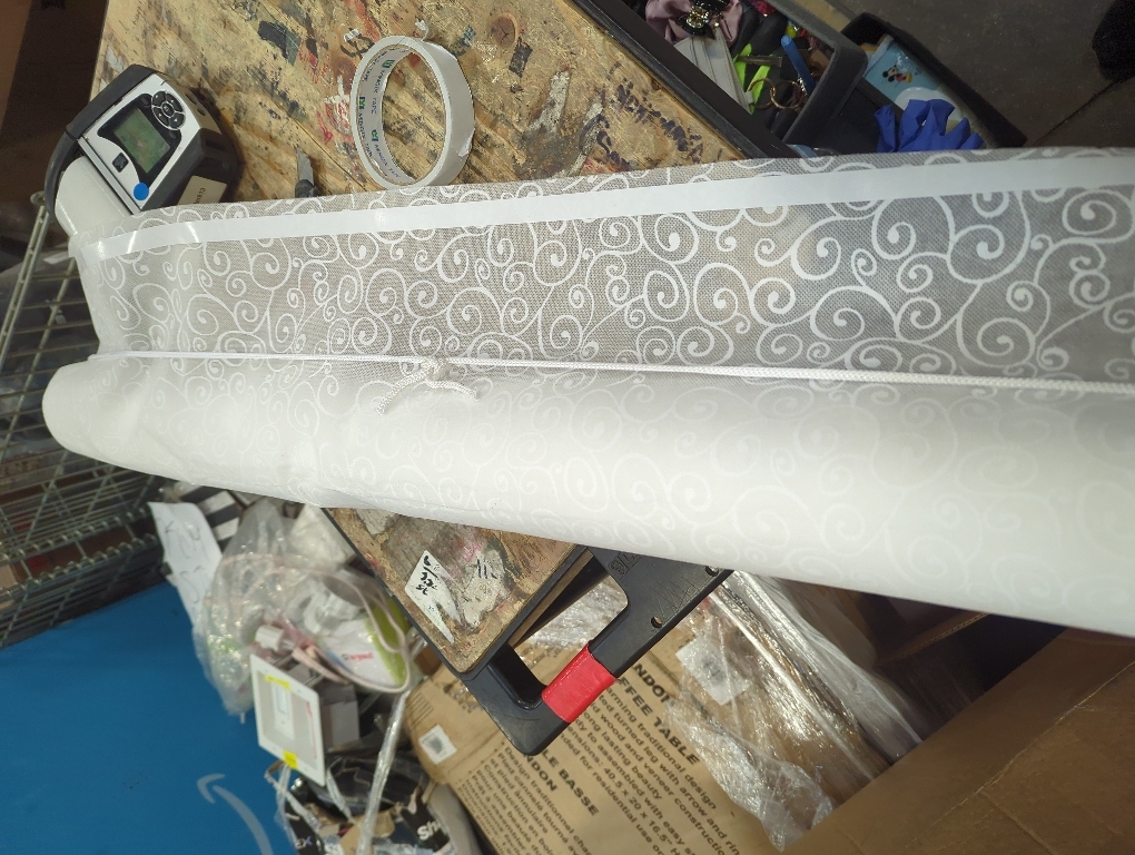 White Lace Printed Transluscent Plastic Cut-to-Fit Table Cover 100Ft x 40 W