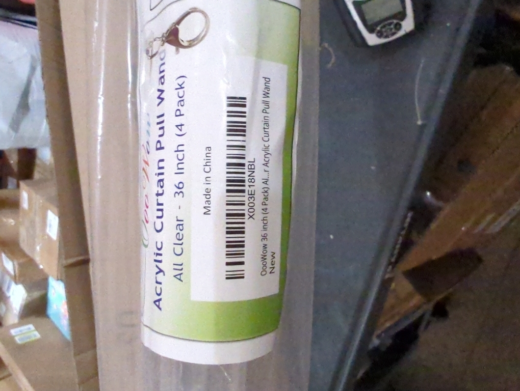 36 inch (4 Pack) All Clear Acrylic Curtain Pull Wand - Clear Drapery Pull Rod for Opening-Closing Curtains. Versatile Curtain Wand - Invisible Drapery Wand - (36 Inch)