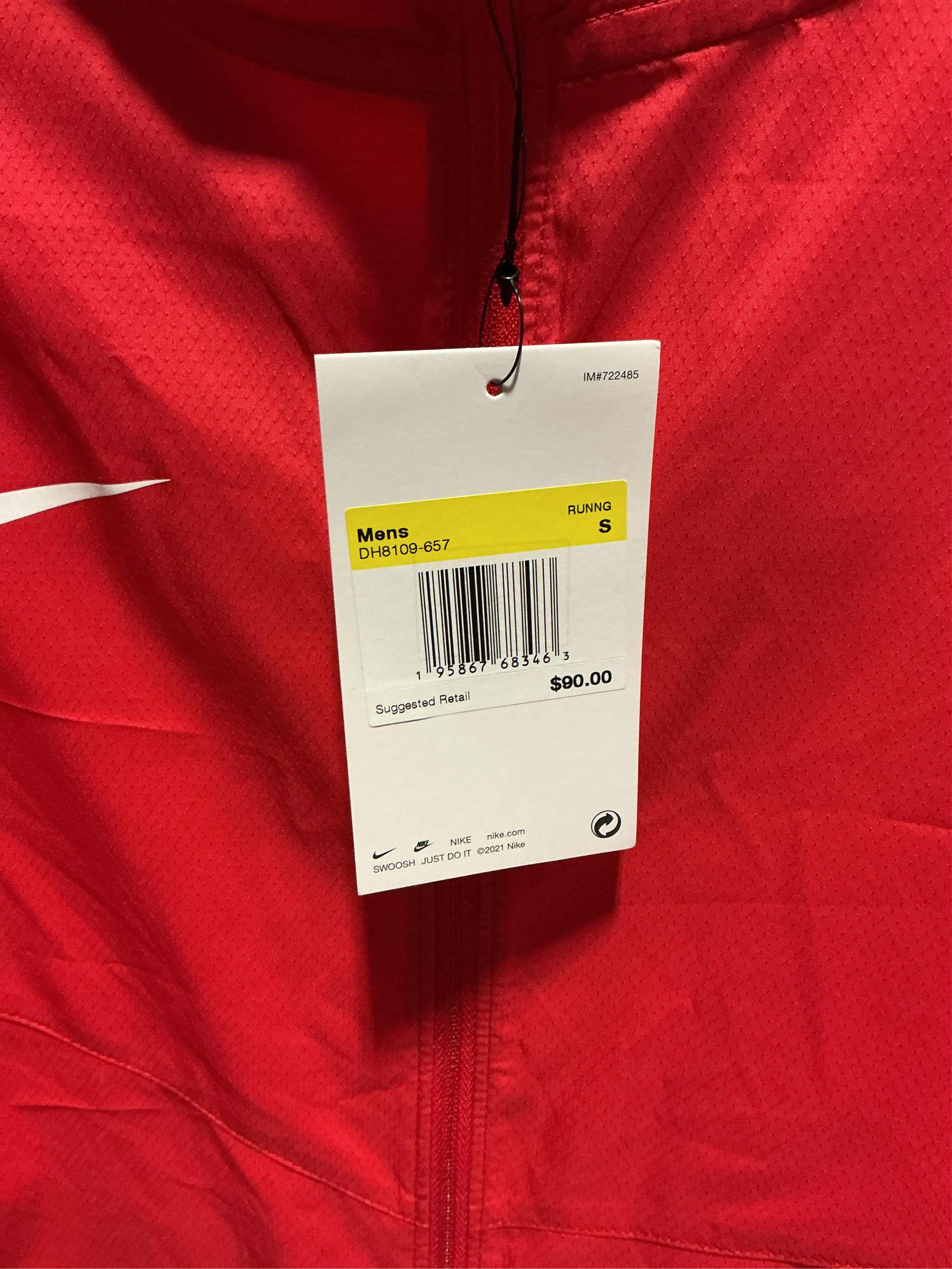 Size S Red Nike Running Windbreaker