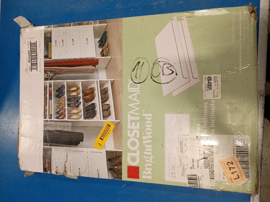 ClosetMaid Modular Storage Angled Shelves, Wood Closet Organizer Adjustable, Stacking, Full Backer, Decorative Trim, White, Shoe Shelf Unit