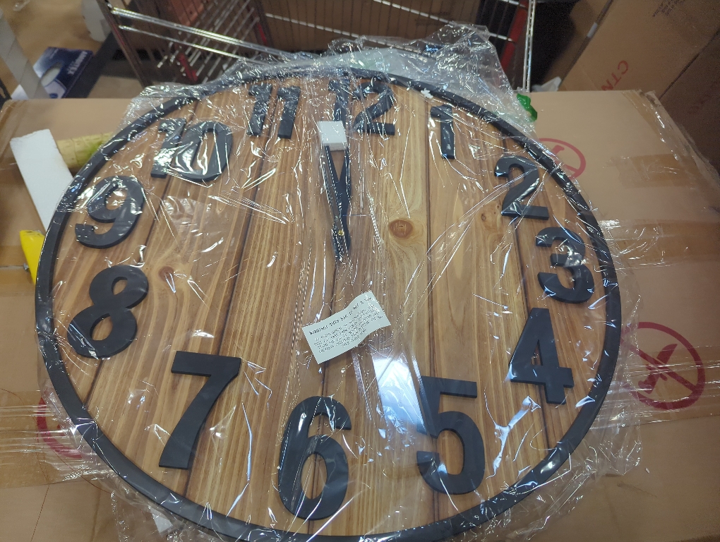 Montoire Size  24 Inch Wooden Farmhouse Wall Clock Large, Extra Large for Living Room Decor - Big Oversized Rustic Round Decorative Clocks for Walls, Battery Operated