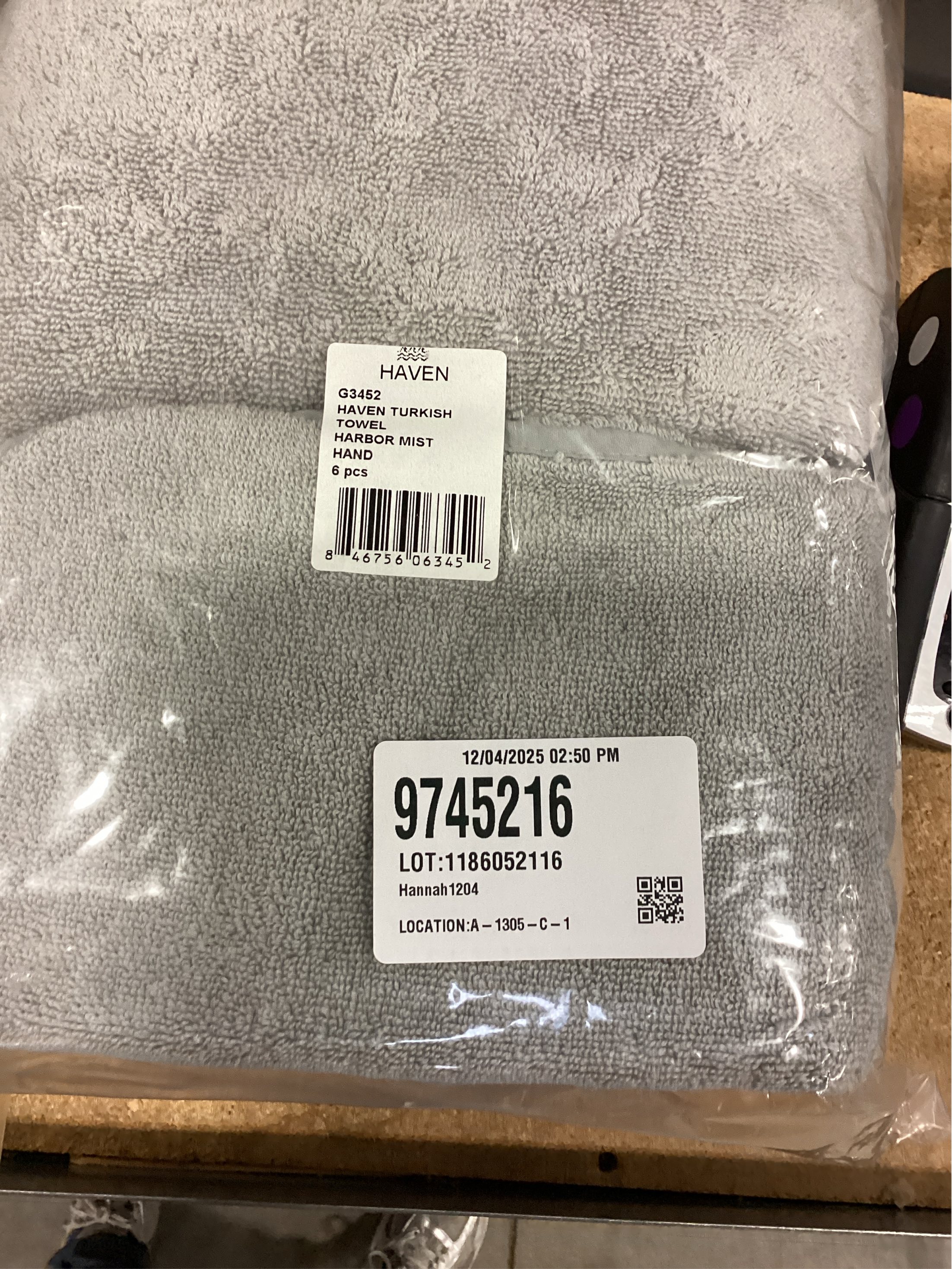 Haven Turkish Cotton Hand Towel in Harbor Mist Grey