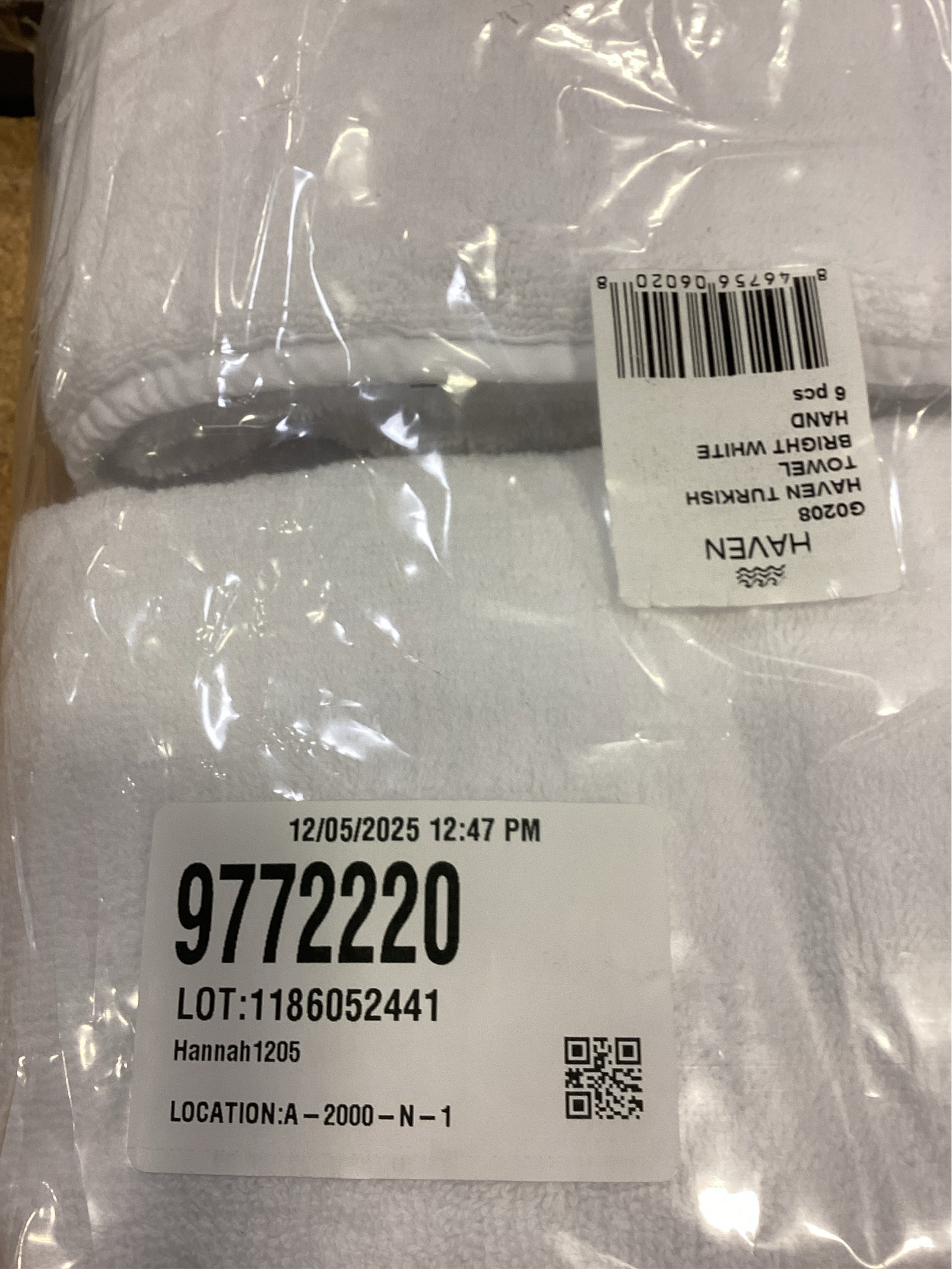 Haven Turkish Cotton Hand Towel in Bright White 6 pack