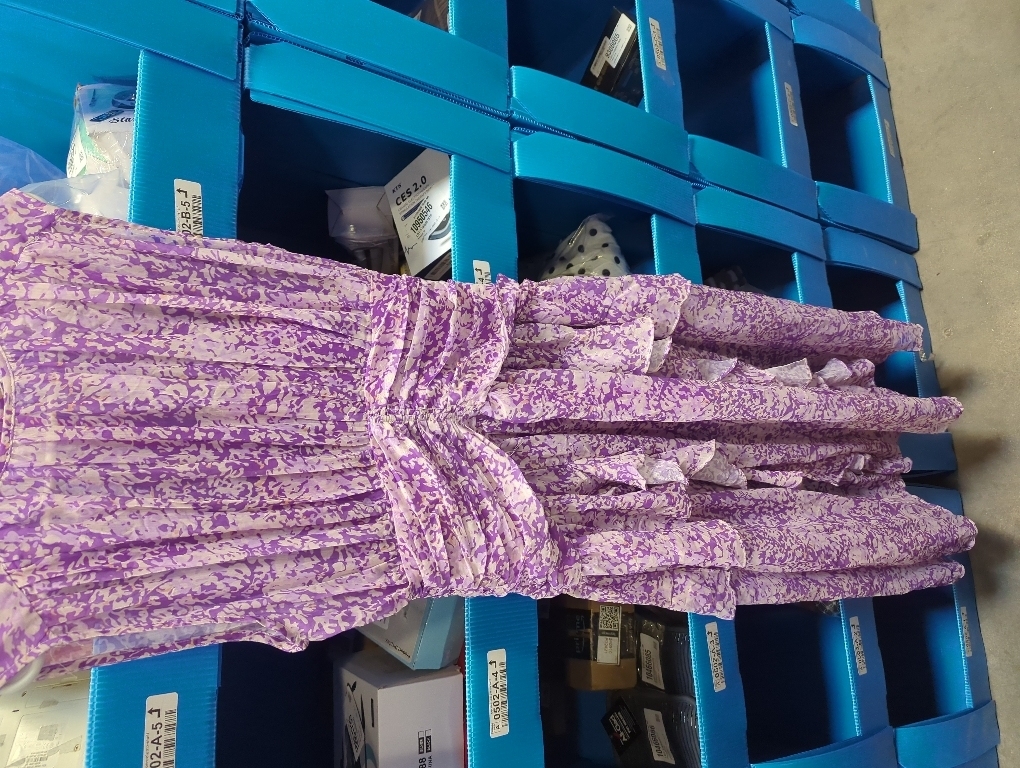 size L ...Catalpalev Ladies Temperament Chiffon Printed Round Neck Sleeveless Waist Long Dress Valentine's Day Date Prom Dresses