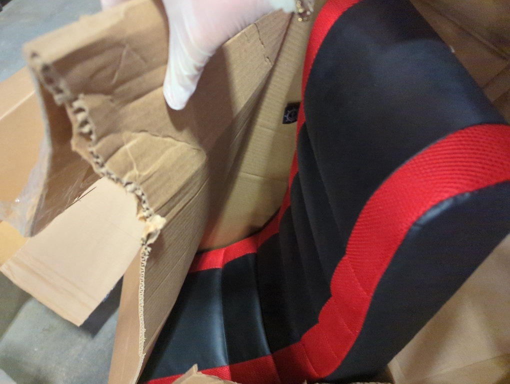 The Crew Furniture Classic Video Rocker Floor Gaming Chair, for Kids and Teens, PU Faux Leather & Polyester Mesh, Black/Red