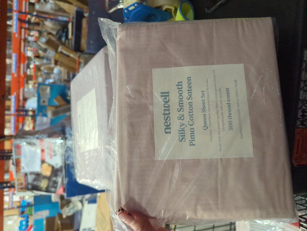 Nestwell Pima Cotton Sateen 500-Thread-Count Queen Sheet Set in Silver Peony