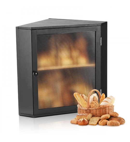 VEVOR Corner Bread Box for Kitchen Counter, Double Layer Large Capacity Bamboo Bread Storage