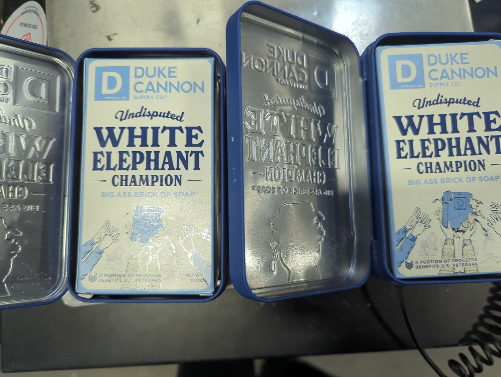 2pk Duke Cannon Supply Co. Undisputed White Elephant Champion Bar Soap - 10oz - Collectable Tin Edition