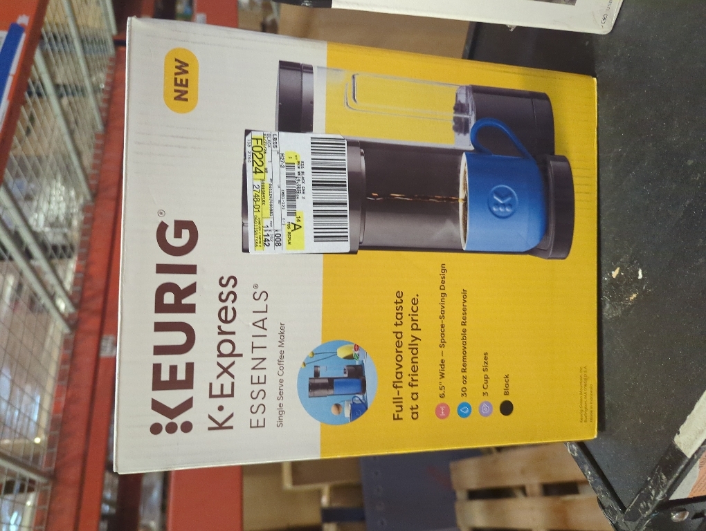 KeuriigK K Express Essentials Single Serve K Cup Pod Coffee Maker, 3 cup sizes (6, 8, and 10oz), Fast Fresh Brew, 30oz Removable Water Reservoir (Black)