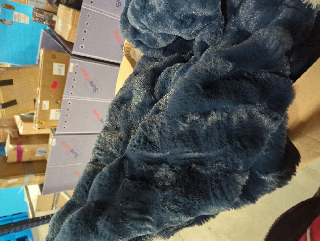 Ultra Soft Cozy Faux Fur Throw Blanket, Fuzzy Plush Thick Bubble Blanket, Oversize Luxury Fluffy Blanket for Couch, Bed, and Living Room, 60x80 Inches, Blue