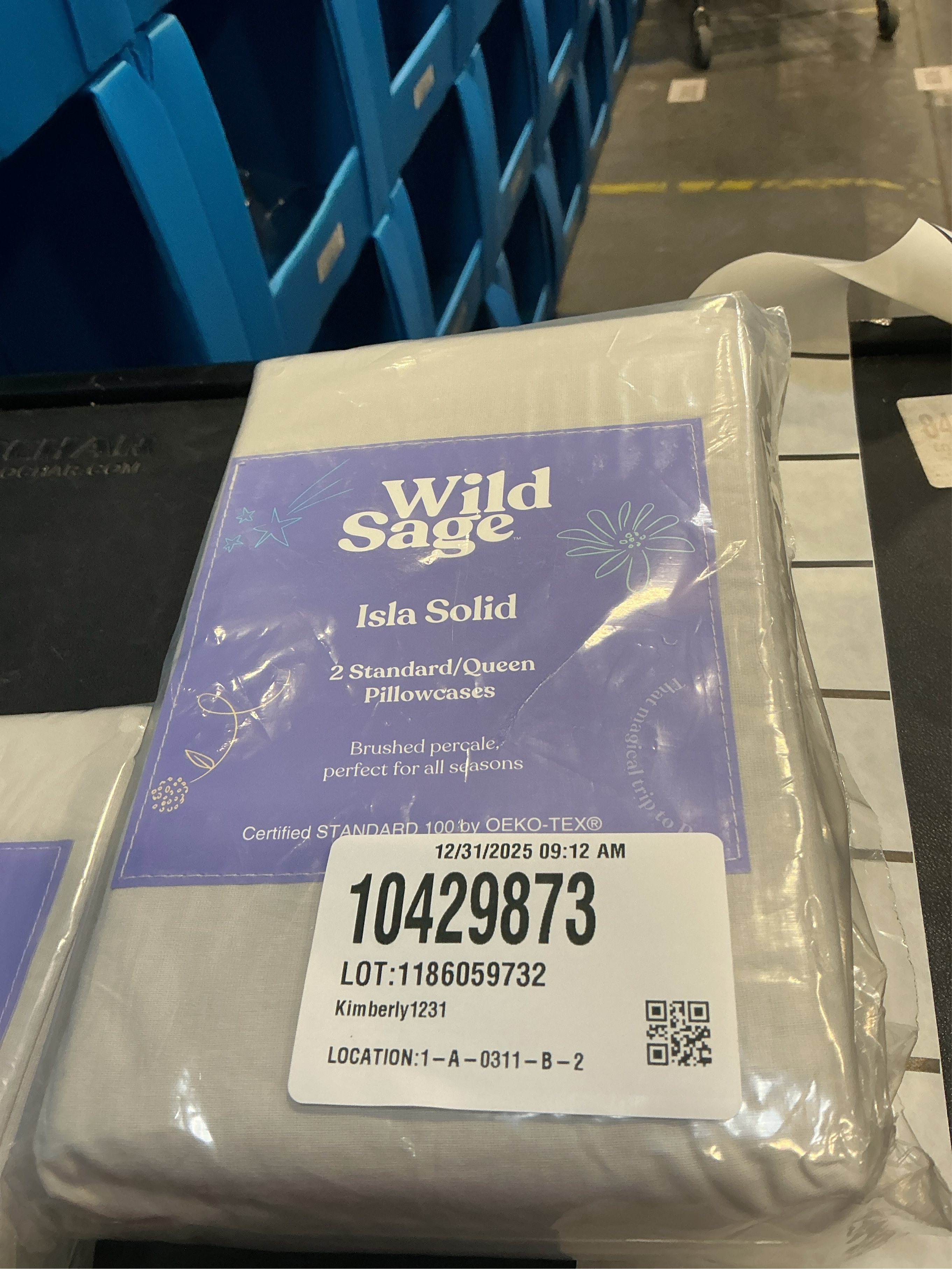 Wild Sage Brushed Cotton Percale 300-Thread-Count Standard/Queen Pillowcase in Lunar Rock