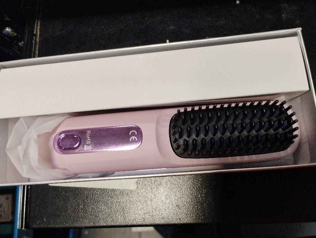2026 Go Brush Pro for Short Hair, Portable Straightener Brushs for Travel, with LCD Temperature Display, Fast Heating Cordless Mini Hair Brushs Styling Tools (Purple)