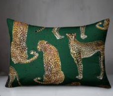 2pk Green Pillow With Cheetahs