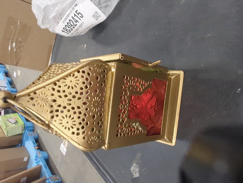 eSplanade Moroccan Lantern | Colored Glass Hanging Lamp | Tealight Holder | Home Decor | Red-Golden - 6.5 Inches (Multi-Golden)