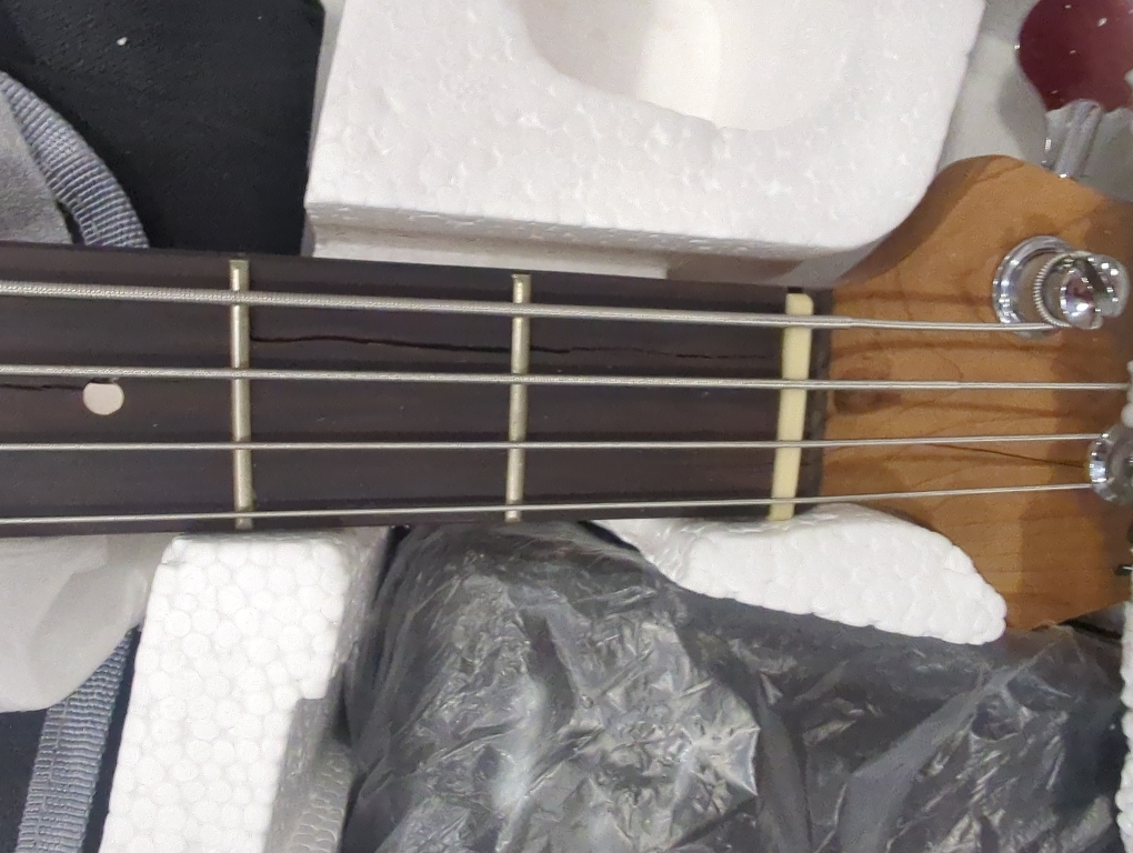 GLARRY Full Size Electric Bass Guitar Beginner Kit 4 String Exquisite Basswood Bass with 20W AMP, Cable, Strap, Bag and Accessories (Sunset, 39Right Handed)