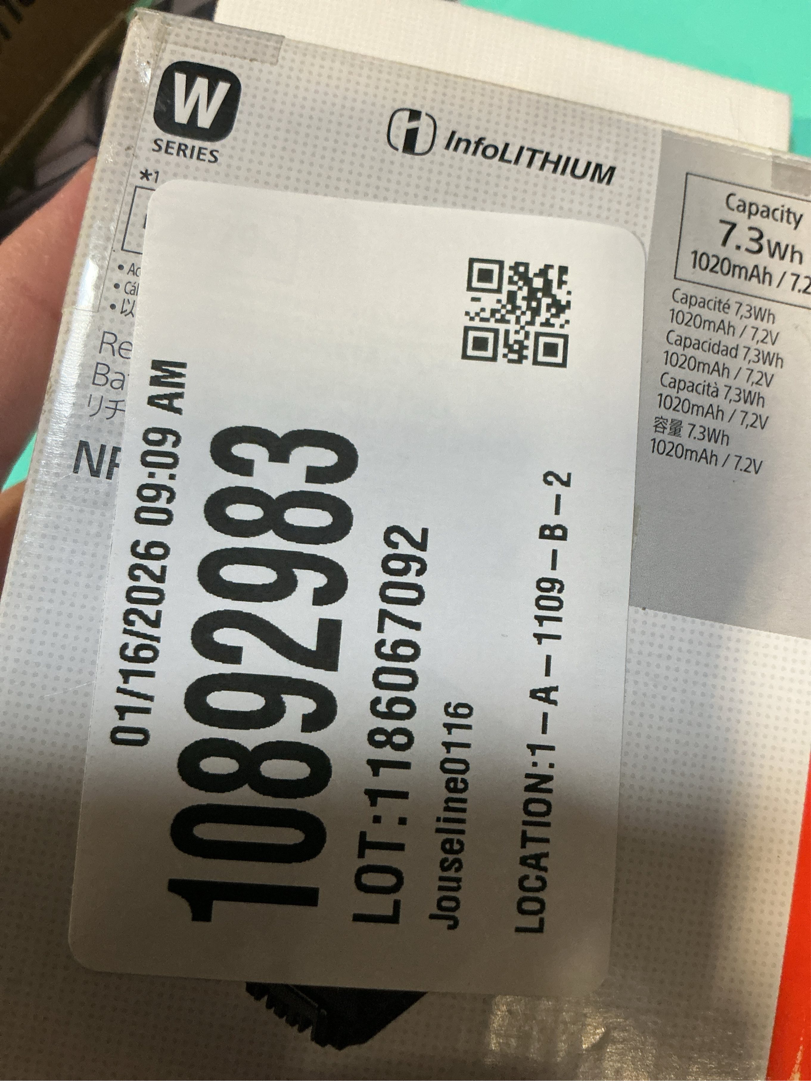 Sony NP-FW50 InfoLithium Rechargeable 7.3Wh 1020mAh Battery