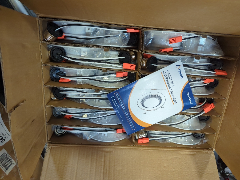 Amico 24 Pack 4 inch 5CCT LED Recessed Lighting, Dimmable, 8.5W=60W, 650LM, 2700K/3000K/4000K/5000K/6000K Selectable, Retrofit Can Lights with Baffle Trim, IC Rated - ETL & FCC, White