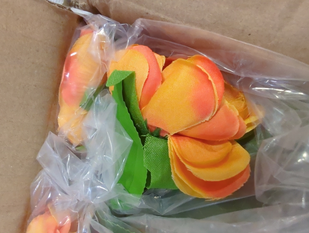 3FT Artificial Camellia Tree, 2 Pack Fake Camellia Tree Artificial Tree, Faux Floral Plants in Cement Pot, Greenery Potted Plant for Indoor Outdoor Home Office Porch Decor (Orange)