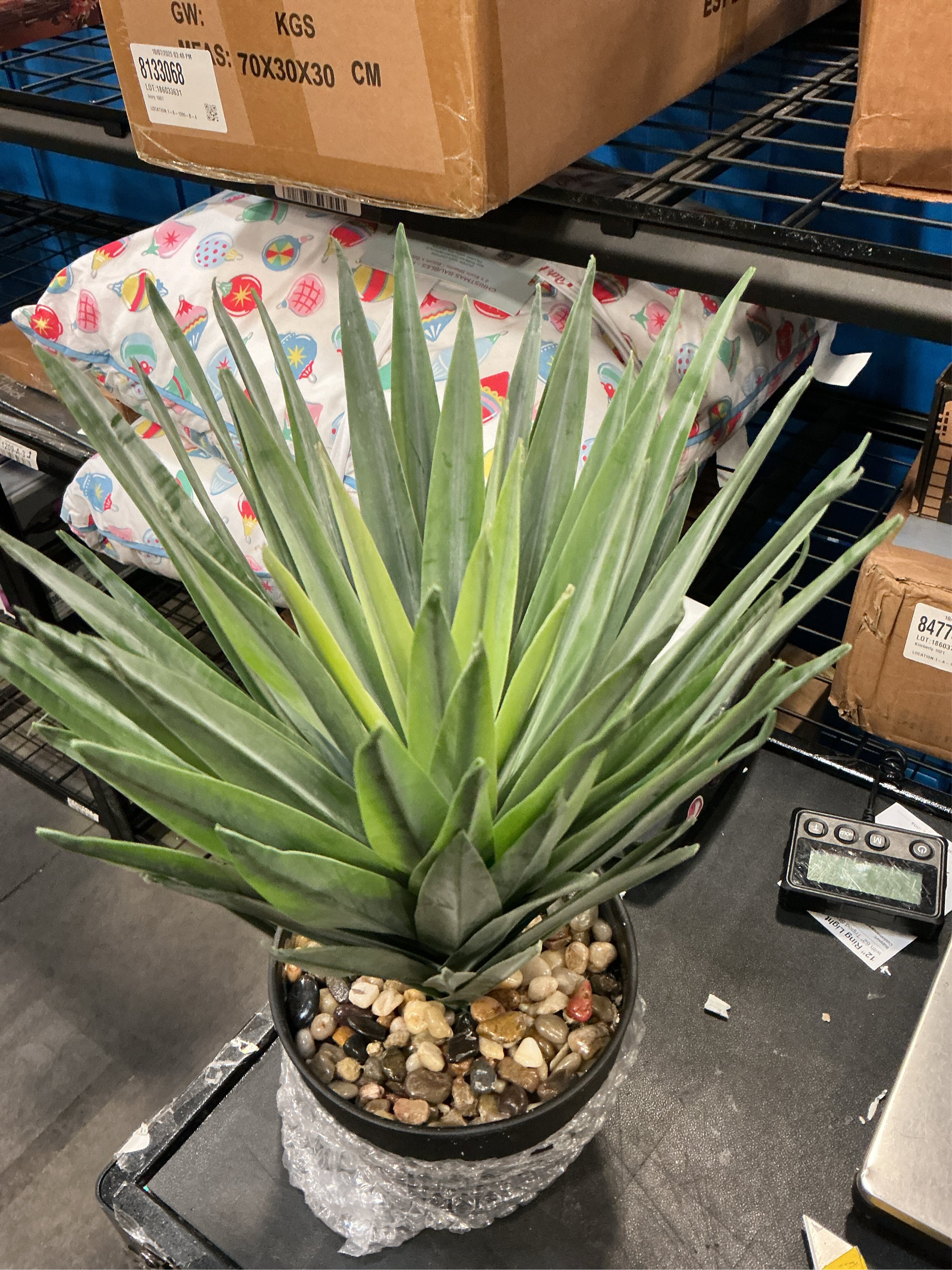 Velener Artificial Agave Plant in Black Pot with Real Stone Pebbles, Large Fake Agave Plants for Indoor and Outdoor-15 inches Tall, 81 Leaves