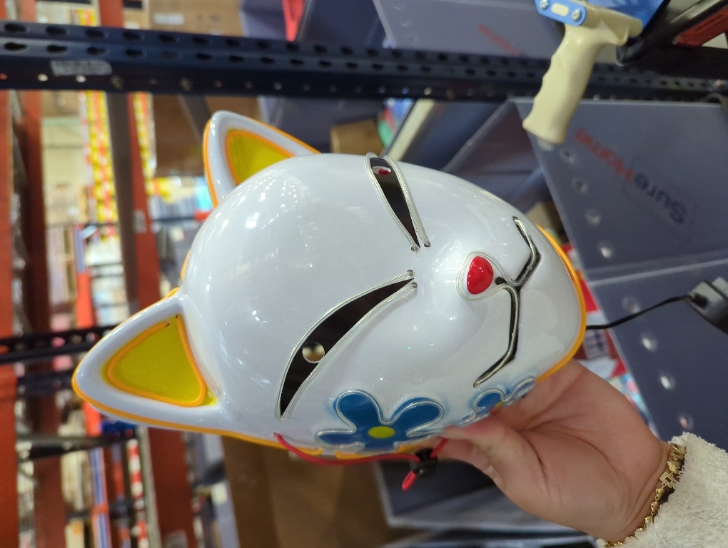 Light Up Anime Flower Cat Mask Costume Accessory Black