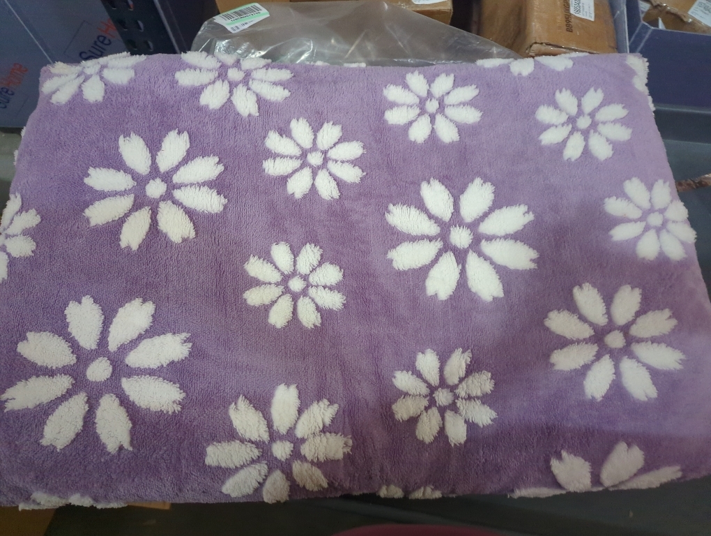 Dog Bed, Cute Thick Dog Bed for Crate Kennel, Fluffy Pet Bed with Removable Washable Cover and Anti-Slip Bottom Purple Flower